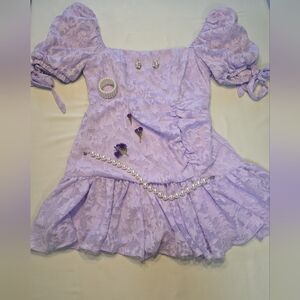 Lavender Puff Sleeve Mini Dress – LUXXEL Size L